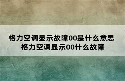 格力空调显示故障00是什么意思 格力空调显示00什么故障